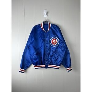 Vintage Chicago Cubs Satin Bomber Jacket Mens XL Felco Top of the Line MLB Nylon